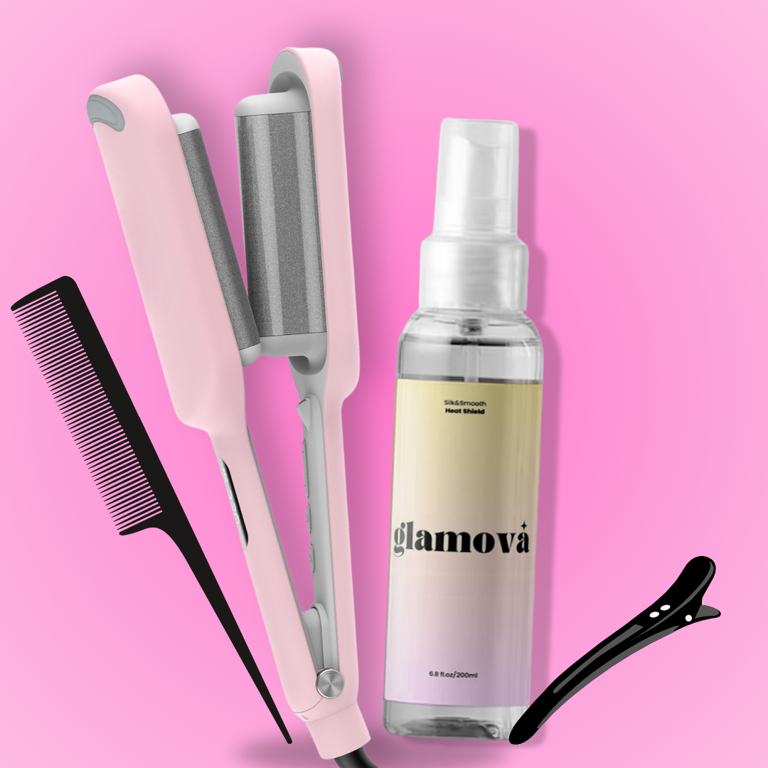 Glamova Beach Waver + Silk&Smooth Heat Shield Gift Bundle
